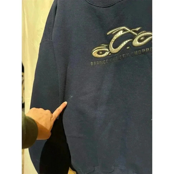 VTG Orange County Choppers Graphic Sweatshirt Navy Blue Pullover Biker Y2K - Picture 4 of 10